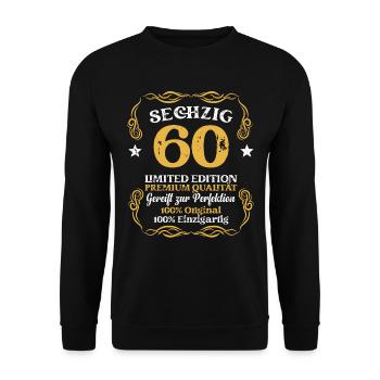 Geburtstag Männer 60 Jahre 60er 60 Geburtstag - Unisex Pullover - Schwarz - Vorne - Alina (178cm) & Michal (187cm)