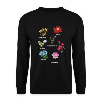 Flower Flower-Species - Unisex Sweatshirt - black - Front - Alina (178cm) & Michal (187cm)