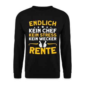 Lustiges Rente Rentner Mann Frau - Unisex Pullover - Schwarz - Vorne - Alina (178cm) & Michal (187cm)