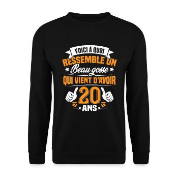 Voici à Quoi Ressemble Un Beau Gosse 20 ans Cadeau - Sweat-shirt Unisexe - noir - Devant - Alina (178cm) & Michal (187cm)