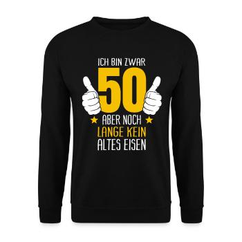 50 Geburtstag Deko Lustig 50. Geburtstag Geschenk - Unisex Pullover - Schwarz - Vorne - Alina (178cm) & Michal (187cm)