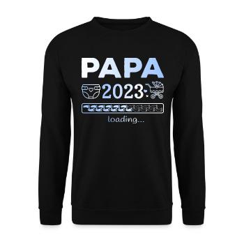 Papa-à-être 2023 Chargement Grossesse Père - Sweat-shirt Unisexe - noir - Devant - Alina (178cm) & Michal (187cm)