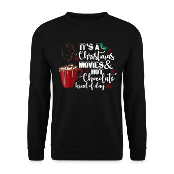 Es ist eine Art Weihnachtsfilme und heiße Schokolade - Unisex Pullover - Schwarz - Vorne - Alina (178cm) & Michal (187cm)