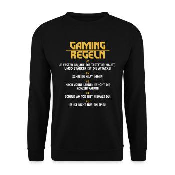 Gamer Regeln Logik Zocker Computer Konsole - Unisex Pullover - Schwarz - Vorne - Alina (178cm) & Michal (187cm)