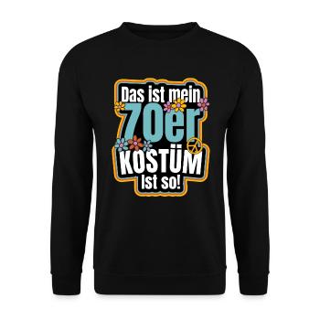 Das ist mein 70er Kostüm 70er Outfit Retro Party - Unisex Pullover - Schwarz - Vorne - Alina (178cm) & Michal (187cm)