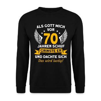 70. Geburtstag Lustiges Geschenk Geschenkidee 1952 - Unisex Pullover - Schwarz - Vorne - Alina (178cm) & Michal (187cm)