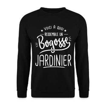 jardinier jardin bogosse jardinier jardin T shirt - Sweat-shirt Unisexe - noir - Devant - Alina (178cm) & Michal (187cm)