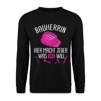 Bauherrin Lustiger Spruch Geschenk Geschenkidee - Unisex Pullover - Schwarz - Vorne - Alina (178cm) & Michal (187cm)