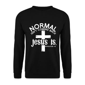 Normal Isn't Coming Back Jesus Is - Revelation 14 - Unisex Sweatshirt - black - Front - Alina (178cm) & Michal (187cm)