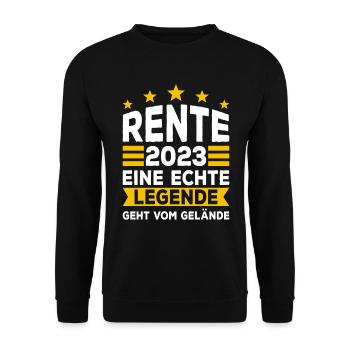 Rente Ruhestand Geschenkidee Rente 2023 Rentner - Unisex Pullover - Schwarz - Vorne - Alina (178cm) & Michal (187cm)