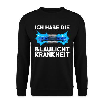 Polizei Feuerwehr Rettungsdienst Blaulicht - Unisex Pullover - Schwarz - Vorne - Alina (178cm) & Michal (187cm)