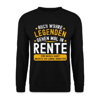 Rentner Rente 2023 Ruhestand Geschenkidee Geschenk - Unisex Pullover - Schwarz - Vorne - Alina (178cm) & Michal (187cm)