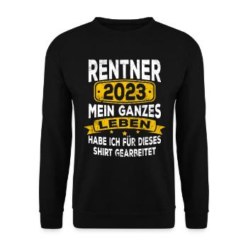 Rente Rentner 2023 Rentenbeginn Renteneintritt - Unisex Pullover - Schwarz - Vorne - Alina (178cm) & Michal (187cm)