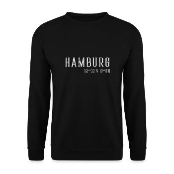 Hamburg Koordinaten - Unisex Pullover - Schwarz - Vorne - Alina (178cm) & Michal (187cm)