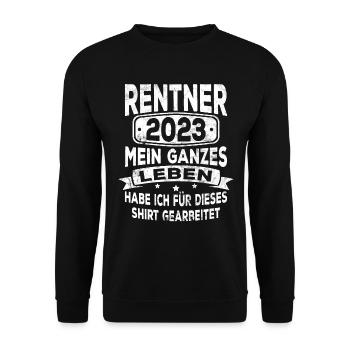 Rente Rentner 2023 Rentenbeginn Renteneintritt - Unisex Pullover - Schwarz - Vorne - Alina (178cm) & Michal (187cm)