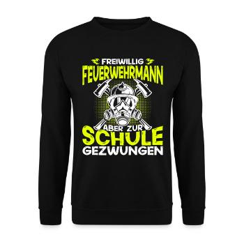Feuerwehrmann Jugendfeuerwehr Freiwillige Feuerweh - Unisex Pullover - Schwarz - Vorne - Alina (178cm) & Michal (187cm)