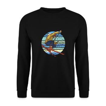 Skieurs Ski Rétro - Sweat-shirt Unisexe - noir - Devant - Alina (178cm) & Michal (187cm)