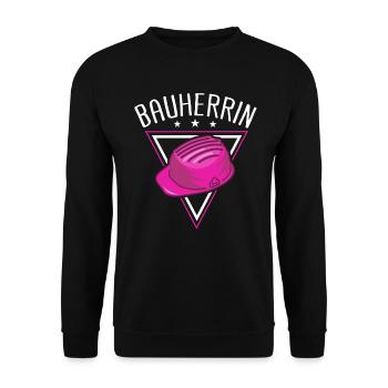 Bauherrin Spruch Lustiges Bauherrin - Unisex Pullover - Schwarz - Vorne - Alina (178cm) & Michal (187cm)