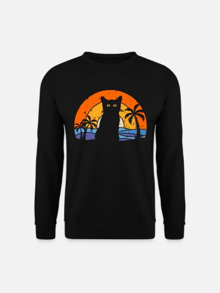 Katze Shirt Retro Katzen - Unisex Pullover - Schwarz