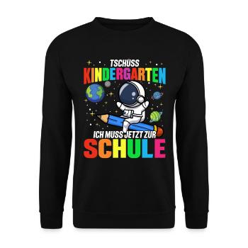 Kindergarten Schule Schüler Schulkind Einschulung - Unisex Pullover - Schwarz - Vorne - Alina (178cm) & Michal (187cm)