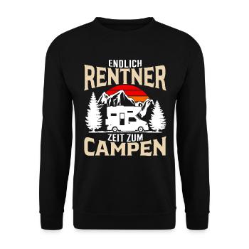 Rentner Ruhestand Camping Wohnmobil Rente - Unisex Pullover - Schwarz - Vorne - Alina (178cm) & Michal (187cm)