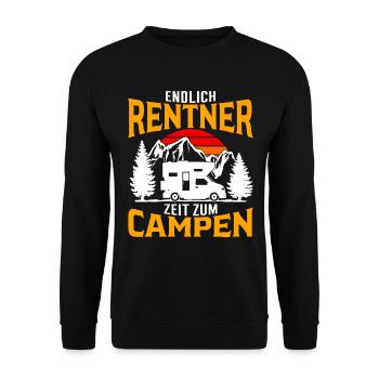 Rentner Ruhestand Camping Wohnmobil Rente - Unisex Pullover - Schwarz - Vorne - Alina (178cm) & Michal (187cm)