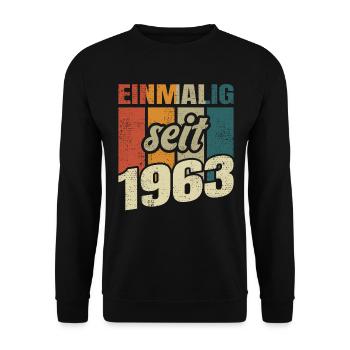 60. Geburtstag Mann Frau 60 Jahre Deko Lustig - Unisex Pullover - Schwarz - Vorne - Alina (178cm) & Michal (187cm)