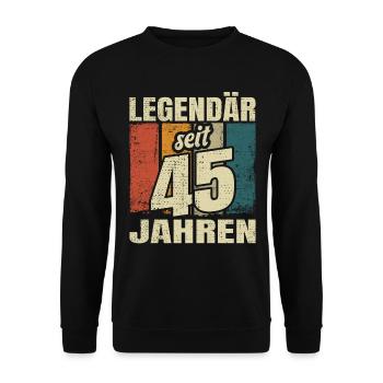 45. Geburtstag Mann Frau 45 Jahre Deko Lustig - Unisex Pullover - Schwarz - Vorne - Alina (178cm) & Michal (187cm)