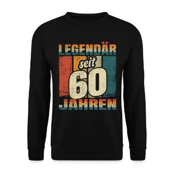 60. Geburtstag Mann Frau 60 Jahre Deko Lustig - Unisex Pullover - Schwarz - Vorne - Alina (178cm) & Michal (187cm)
