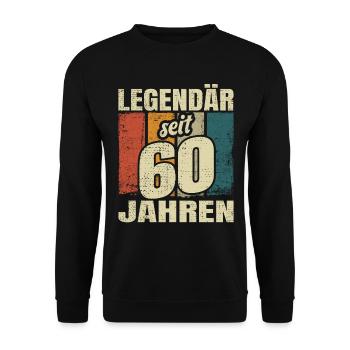 60. Geburtstag Mann Frau 60 Jahre Deko Lustig - Unisex Pullover - Schwarz - Vorne - Alina (178cm) & Michal (187cm)
