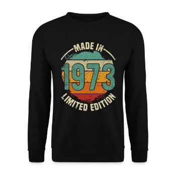 50. Geburtstag Mann Frau 50 Jahre 1973 Deko Lustig - Unisex Pullover - Schwarz - Vorne - Alina (178cm) & Michal (187cm)