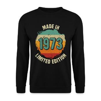 50. Geburtstag Mann Frau 50 Jahre 1973 Deko Lustig - Unisex Pullover - Schwarz - Vorne - Alina (178cm) & Michal (187cm)