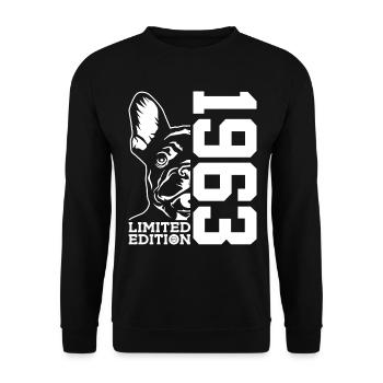63RD BIRTHDAY FRENCH BULLDOG 1963 - Unisex Sweatshirt - black - Front - Alina (178cm) & Michal (187cm)