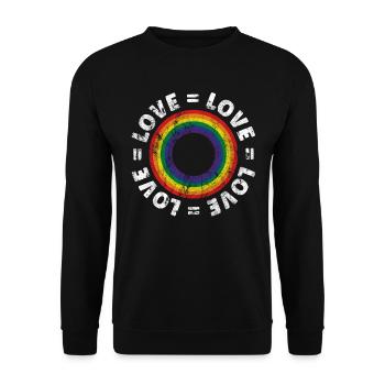 Gay Pride Regenbogen LGBT Retro Vintage LGBTQIA - Unisex Pullover - Schwarz - Vorne - Alina (178cm) & Michal (187cm)