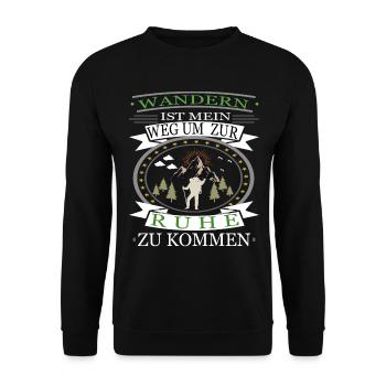 Wandern ist mein weg um zur ruhe zu kommen - Berge - Unisex Pullover - Schwarz - Vorne - Alina (178cm) & Michal (187cm)