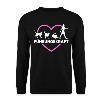 Katzenliebhaberin mit Herz Katze Führungskraft - Unisex Pullover - Schwarz - Vorne - Alina (178cm) & Michal (187cm)