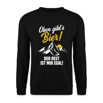 Oben gibts Bier Wandern Wandertour - Unisex Pullover - Schwarz - Vorne - Alina (178cm) & Michal (187cm)