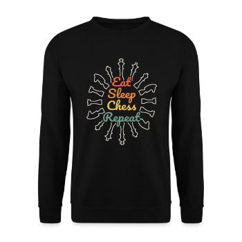 Eat Sleep Chess Repeat - Unisex Pullover - Schwarz - Vorne - Alina (178cm) & Michal (187cm)