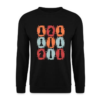 Schachfiguren Retro - Unisex Pullover - Schwarz - Vorne - Alina (178cm) & Michal (187cm)