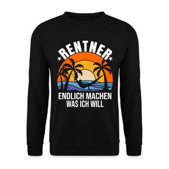 Rentner Shirt, Rentner Geschenke, Rente Spruch - Unisex Pullover - Schwarz - Vorne - Alina (178cm) & Michal (187cm)