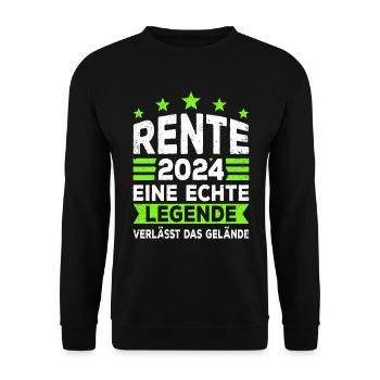Rente Rentner 2024 Rentenbeginn Renteneintritt - Unisex Pullover - Schwarz - Vorne - Alina (178cm) & Michal (187cm)