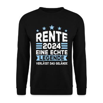 Rente Rentner 2024 Rentenbeginn Renteneintritt - Unisex Pullover - Schwarz - Vorne - Alina (178cm) & Michal (187cm)