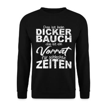 Das ist kein dicker Bauch Spruch Lustig Herren - Unisex Pullover - Schwarz - Vorne - Alina (178cm) & Michal (187cm)