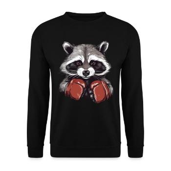 Waschbär boxen - Unisex Pullover - Schwarz - Vorne - Alina (178cm) & Michal (187cm)