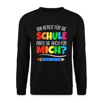 Einschulung Schulkind 2024 Erster Schultag Kinder - Unisex Pullover - Schwarz - Vorne - Alina (178cm) & Michal (187cm)