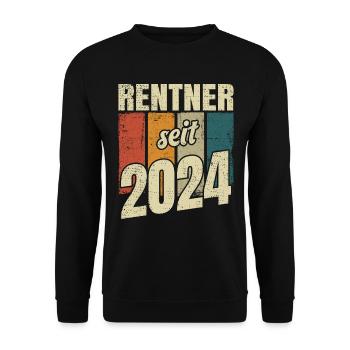 Rentner seit 2024 Rente Ruhestand Lustig Spruch - Unisex Pullover - Schwarz - Vorne - Alina (178cm) & Michal (187cm)
