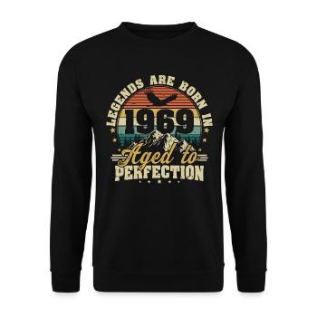 1969 Vintage né légendes cadeau d’anniversaire - Sweat-shirt Unisexe - noir - Devant - Alina (178cm) & Michal (187cm)