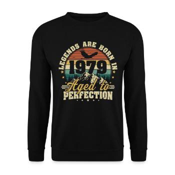 1979 Vintage Born Legends Cadeau d’anniversaire - Sweat-shirt Unisexe - noir - Devant - Alina (178cm) & Michal (187cm)