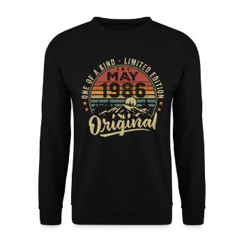 Mai 1986 Vintage Cadeau D’anniversaire Mai 1986 - Sweat-shirt Unisexe - noir - Devant - Alina (178cm) & Michal (187cm)
