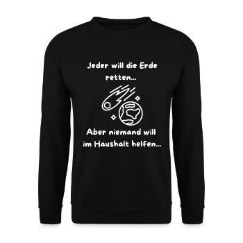 Tout le monde veut sauver la terre... - Sweat-shirt Unisexe - noir - Devant - Alina (178cm) & Michal (187cm)